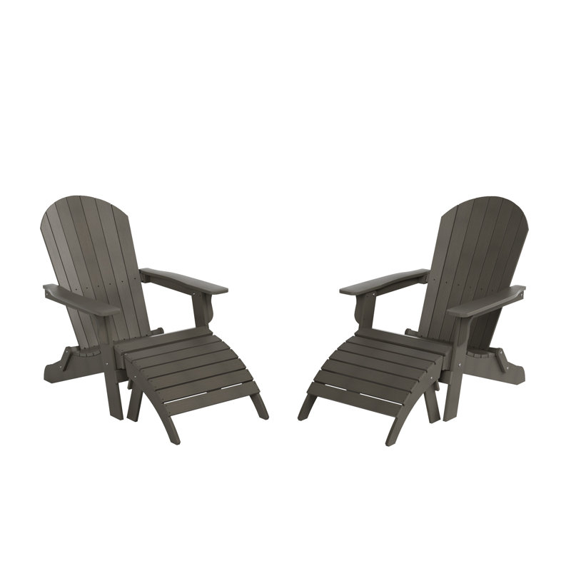 Arrlo Foldable Outdoor Adirondack Chair, Charcoal Gray