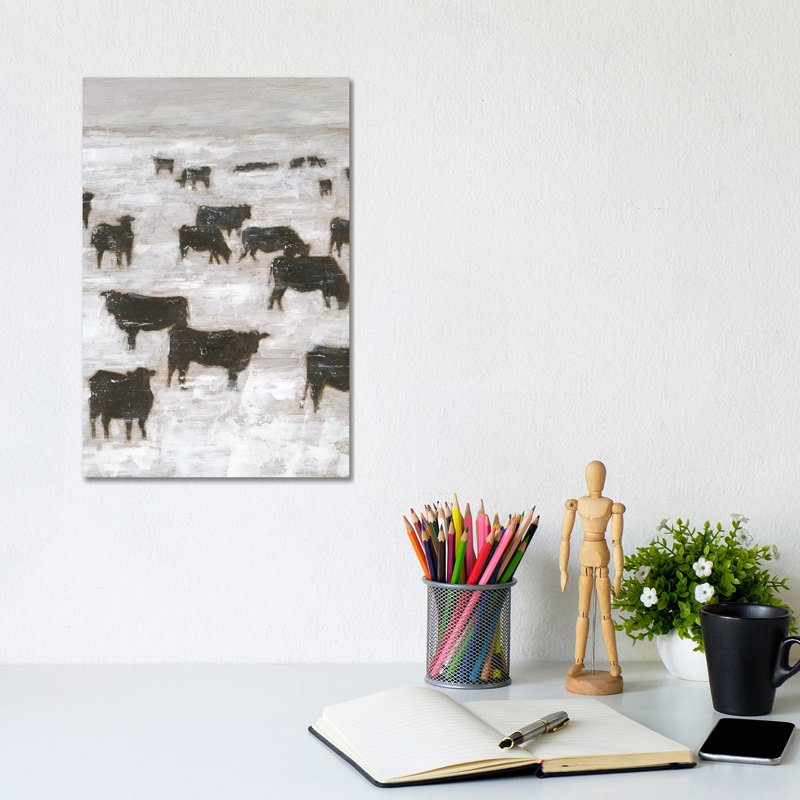 Winter Grazing II by Ethan Harper - Wrapped Canvas Painting, 20.32 cm H x 30.48 cm W