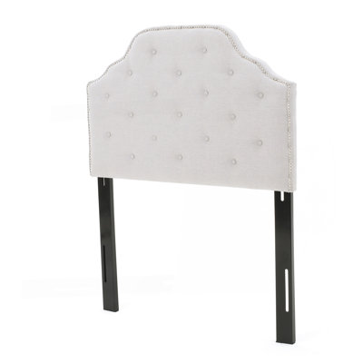 Tête de lit tapissier capitonnée de taille simple, tête de lit en bois massif avec pieds en métal durables, tête de lit simple à hauteur réglable avec garniture cloutée, tête de lit en tissu au design moderne capitonné