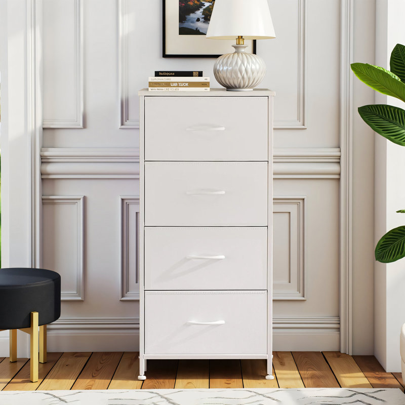 Commode avec 4 tiroirs, grande commode pour la chambre à coucher, grande commode pour le salon, Blanc
