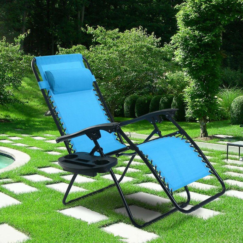 Brenden Metal Outdoor Lounge Chair, Light Blue