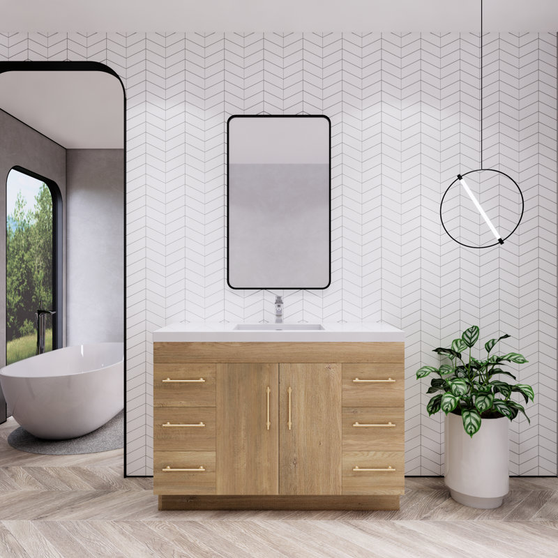 Ensemble de meuble-lavabo simple 48 po Maplesville, Chêne