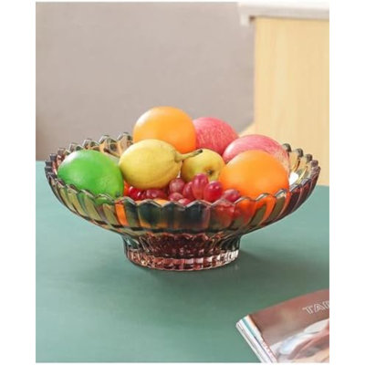 12 inch Diameter Crystal Glass Colorful Fruit Bowl kitchen decor accessories