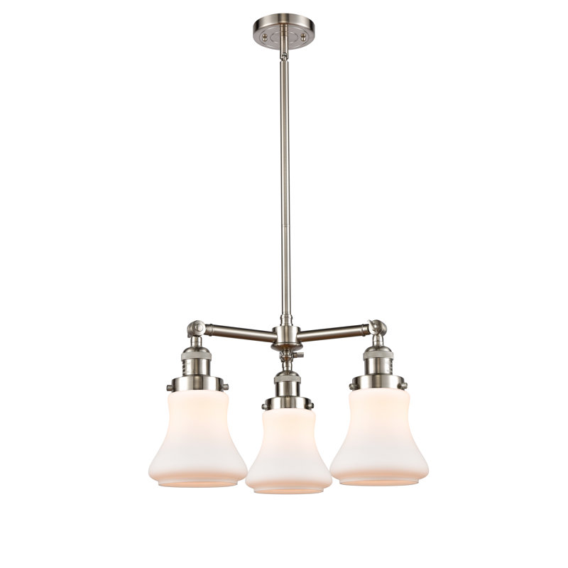 Lustre classique à 3 lumières Edda, Blanc mat, Cuivre antique, Ampoule DEL rétro de 3,5 watts