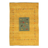 Gold Hand Knotted Gabbeh Rug 4'x 6'
