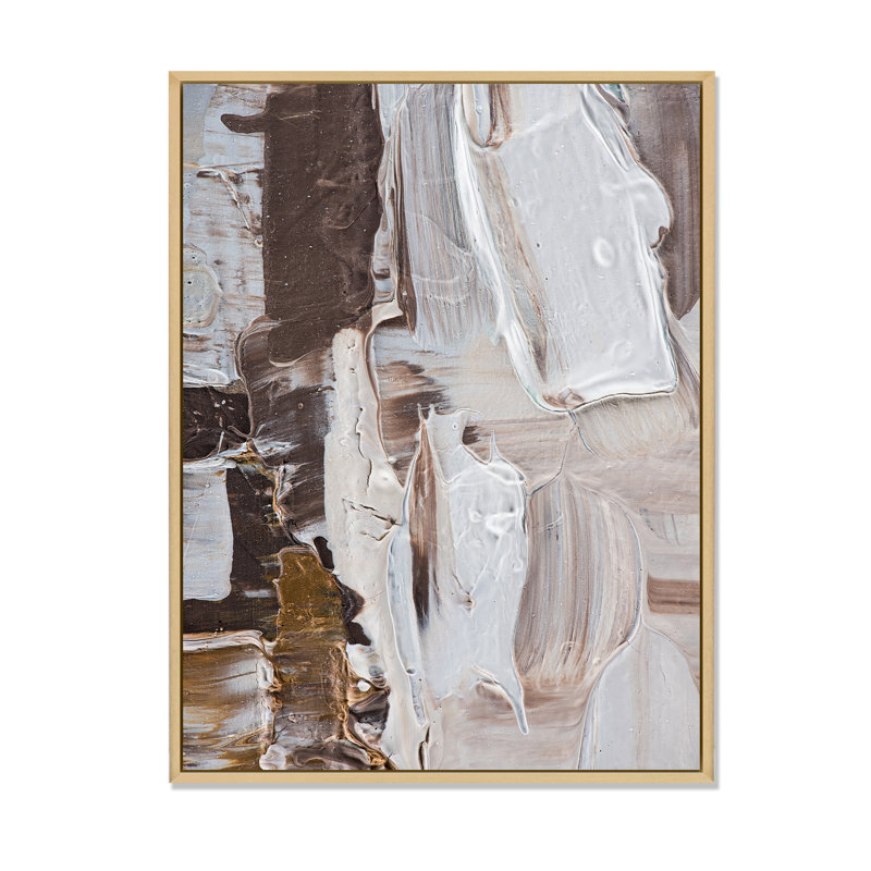 Gros plan sur les coups de pinceau bruns - art mural moderne et contemporain sur toile, H 20 po x l 12 po x P 1 po