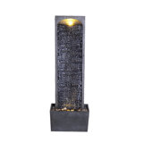 Teamson Home 98 cm Contemporary Outdoor LED Waterfall Fountain with Pebble Base, Gray/Black