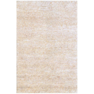 Hand Knotted Wool Area Rug in Ivory