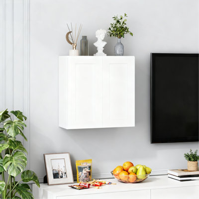 Armoire murale à deux portes et 2 tablettes en bois massif