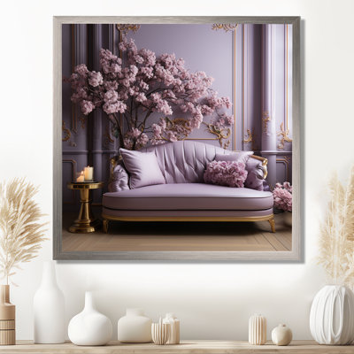 Lilac Couch Adorned With Gilded Accents II - Lilacs Wall Art For Living Room