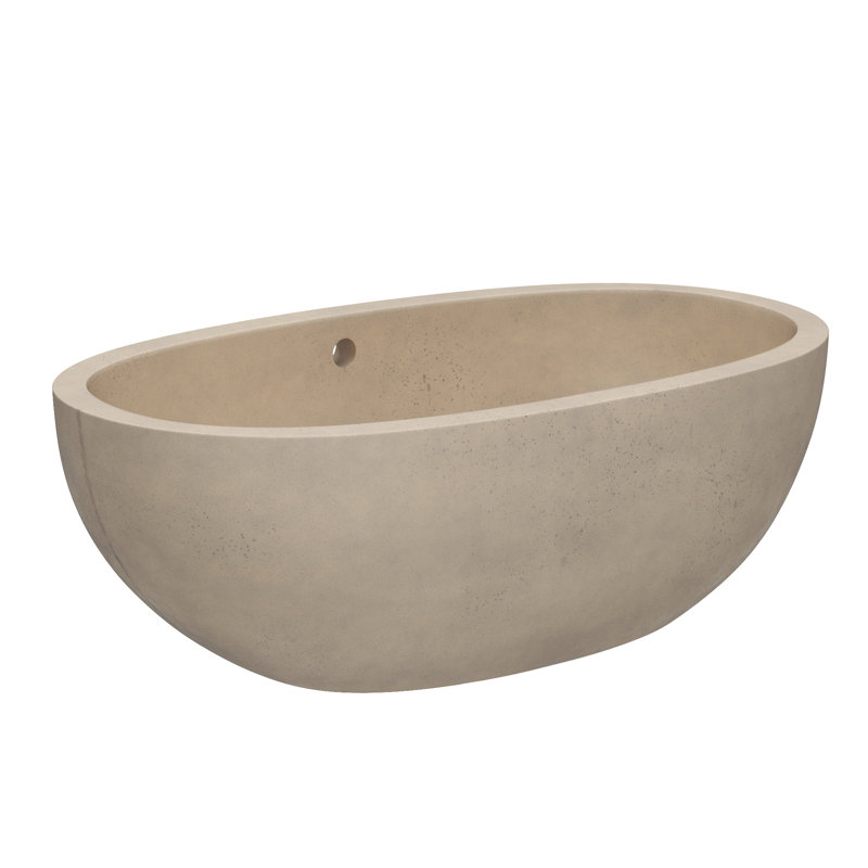 Avalon NativeStone Freestanding Soaking Cement Bathtub, 21" H x 36" W x 62" L, Sand