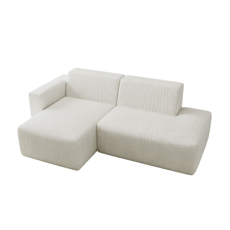 Berlare Modular Corner Sofa, Beige Corduroy, Left Hand Facing