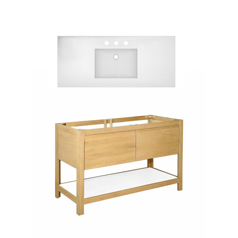 Solace 49" Single Bathroom Vanity Set, Sunrise Oak, Pearl