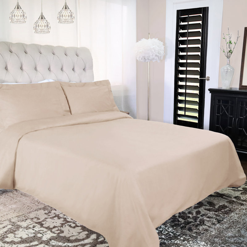 Ensemble de housse de couette 100% coton 300 fils 300 fils, Housse de couette simple + 1 taie décorative, Tanné
