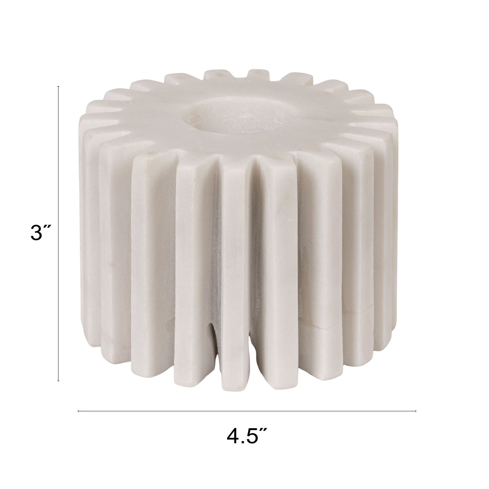 Marble Fluted 2-Sided Tealight/Taper Candle Holder, 3" H x 4.5" W x 4.5" D, White