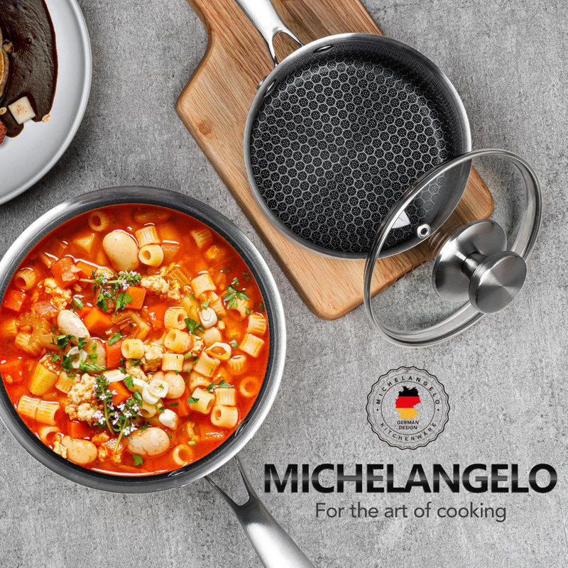 Ensemble de casseroles en acier inoxydable 1QT & 2QT & 3QT Premium Triple Ply avec casserole et couvercle