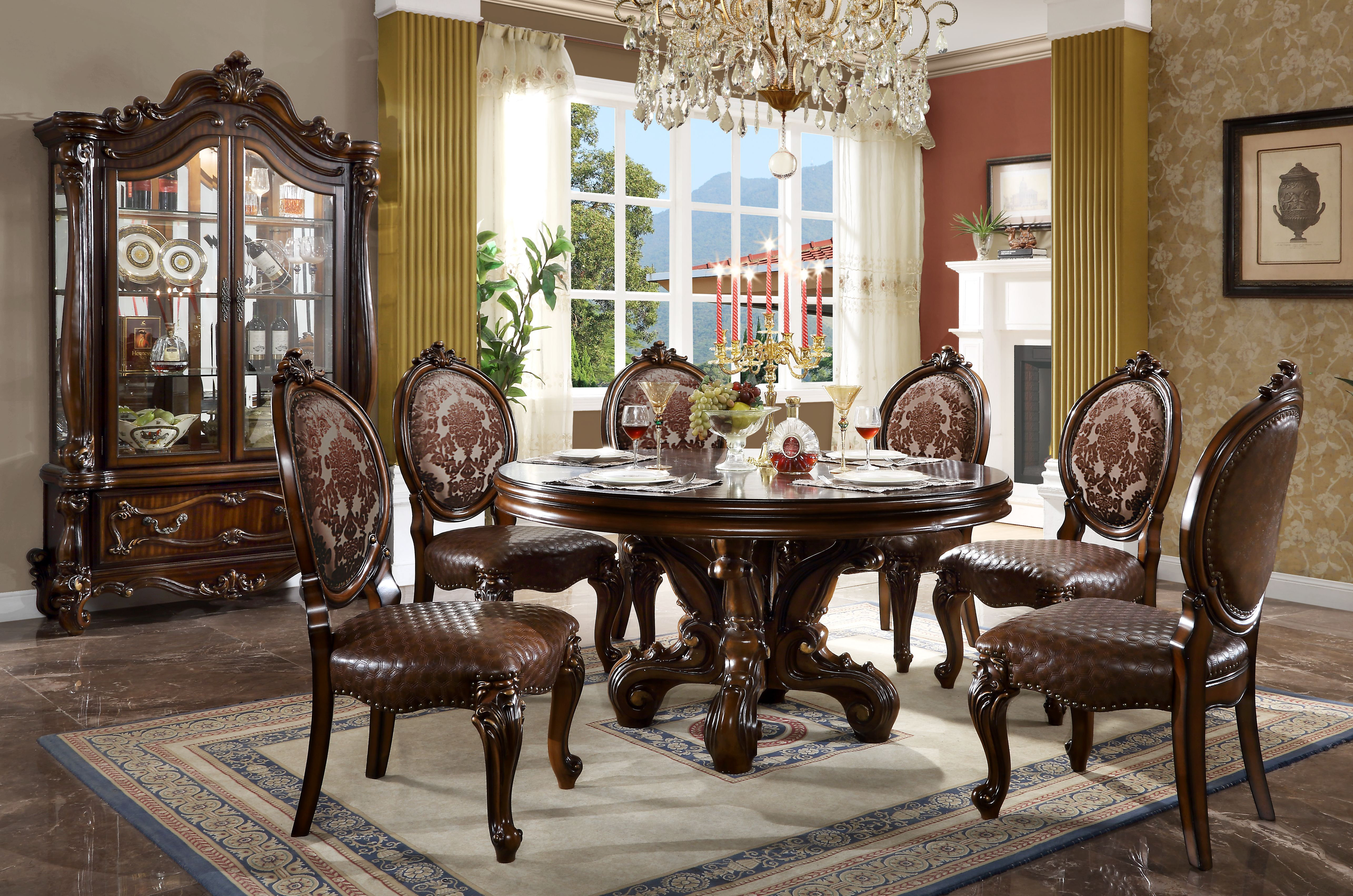 Round cherry discount dining table set