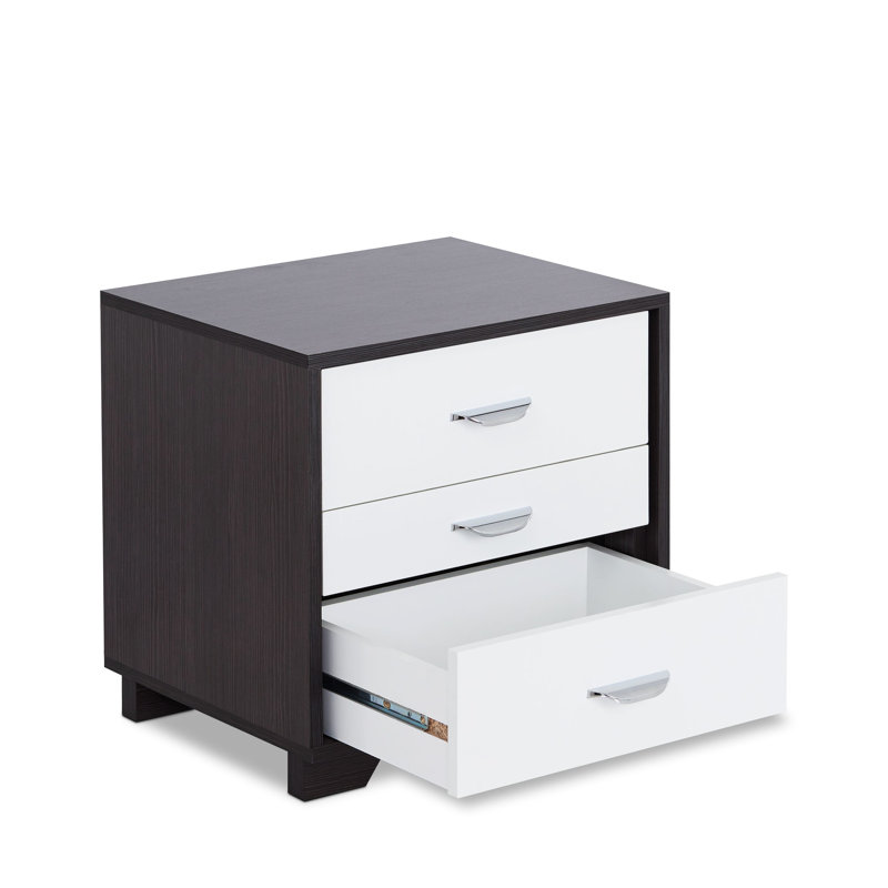 Élégante table rectangulaire blanche et noire à 3 tiroirs en bois composite
