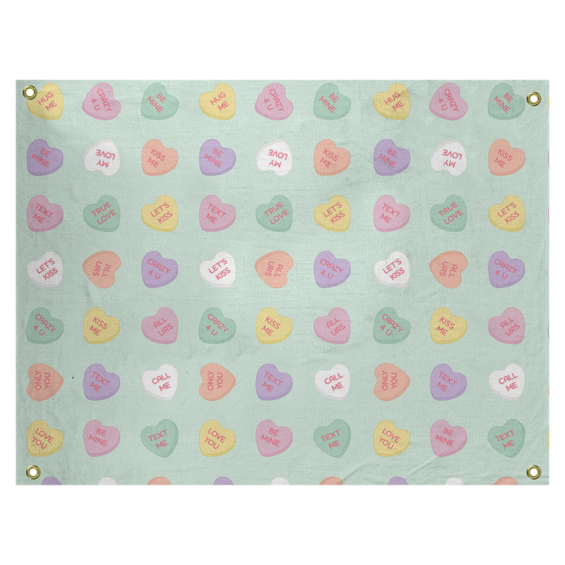 Tapisserie murale dame de cœur en polyester hol, H 50 po x l 59 po, Vert / Jaune