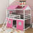Kobart Bunk Wood House Bed with Elegant Windows, Sills and Tent-963362273-963362272