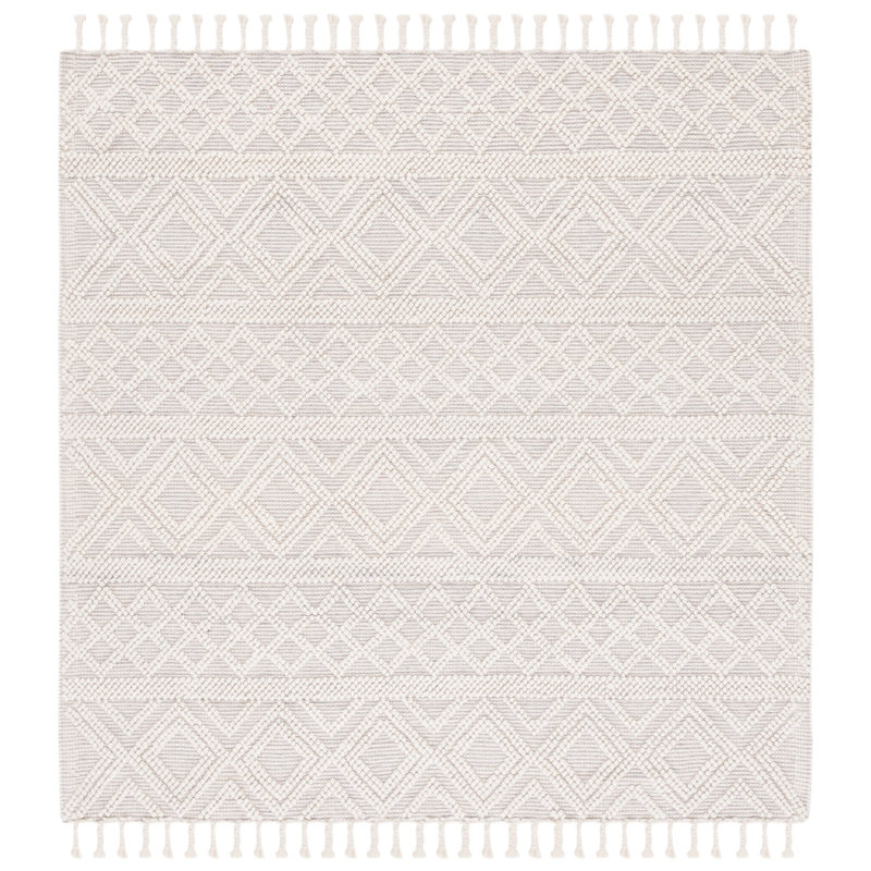 Tapis Natura 308 blanc / gris Nat308A, Carré 6 pi