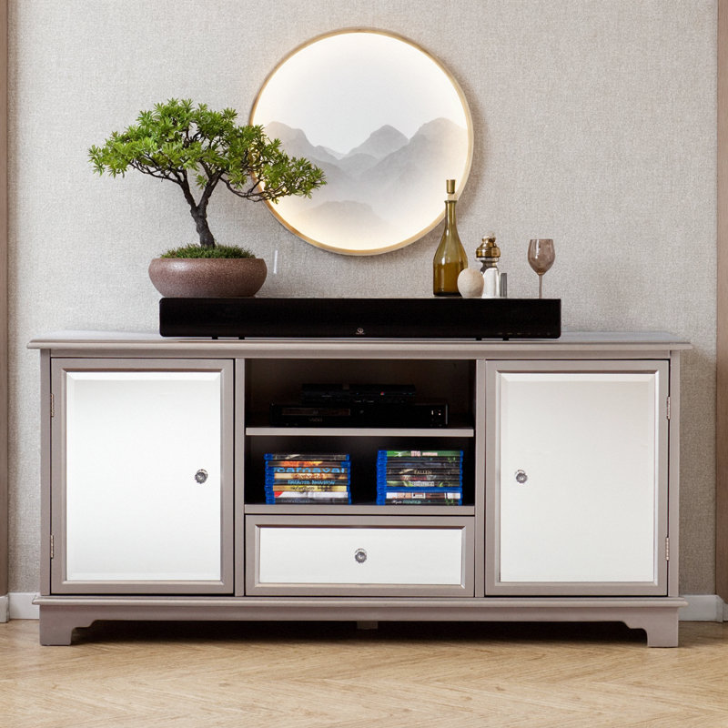Meuble télé / multimédia Mirage - Miroir argenté élégant pour les salons modernes
