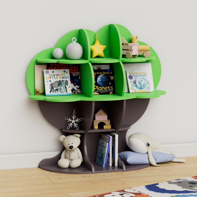 96.5cm H x 96.5cm W Bookcase, Green/Brown