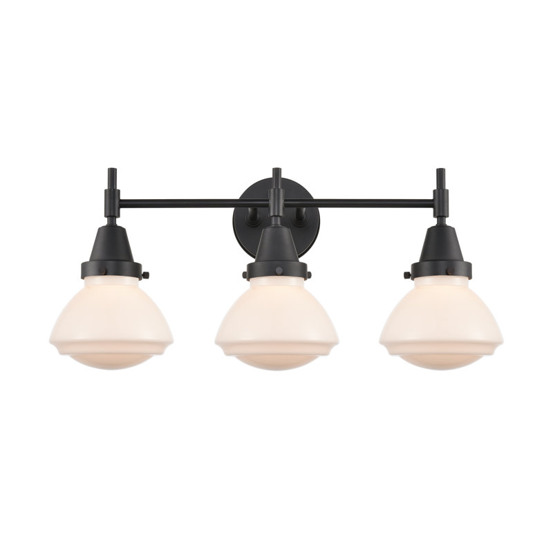 Éclairage pour meuble-lavabo à 3 lumières à intensité variable Gayle, Laiton satiné, Ampoule DEL 4 watts rétro, Blanc mat