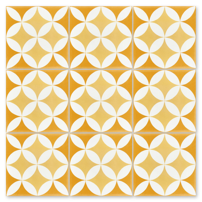 Circulos 8" x 8" Cement Patterned Wall & Floor Tile, Maple Sugar