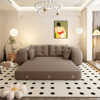 Lit pour chien humain, canapé paresseux, canapé-lit pliable multifonctionnel 78,7 po, canapé-lit rembourré en mousse 3-en-1 pour le salon, le lit d'invité, la salle de jeux, brun