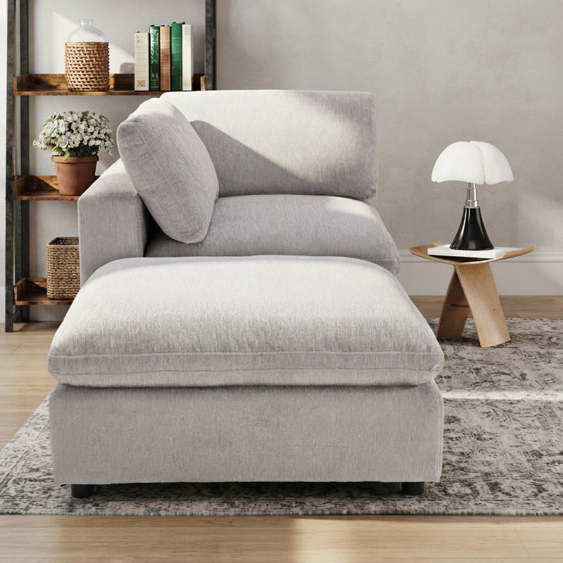 38.6" W 2-Piece Chenille Modular Sectional, Light Gray