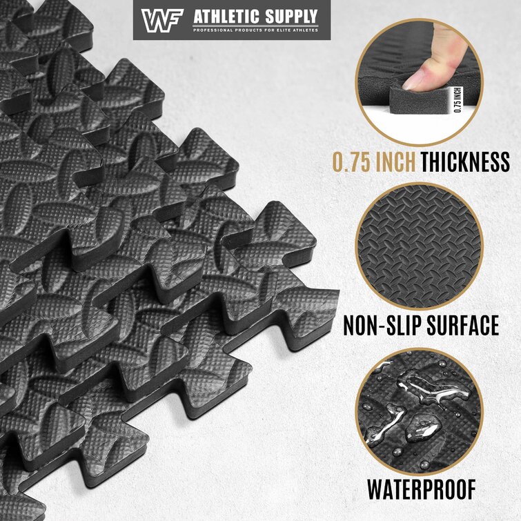 WF Athletic Supply Extra Thick Interlocking Exercise Foam Mats, 3/4-Inch  Thickness Gym Flooring Tiles (24 SQ. FT) & Reviews