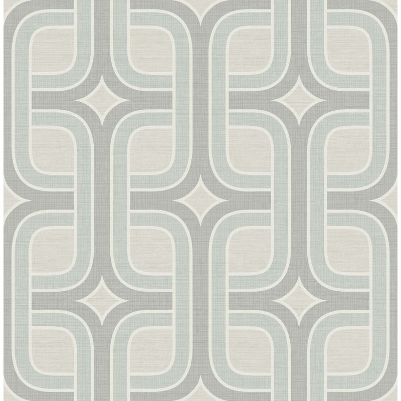 Rouleau de papier peint L 33 pi x l 20,5 po Allicyn, Argent métallique / bleu clair
