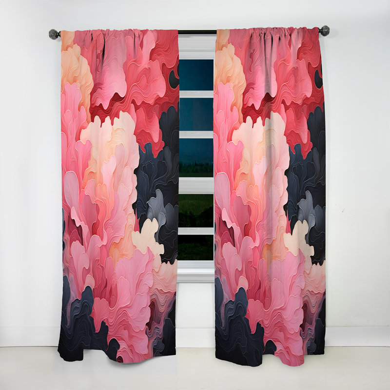 Drago Minimalism Pink Potteries - Modern Curtain - Velvet Room Darkening - 1 Panel, 52" W x 120" L