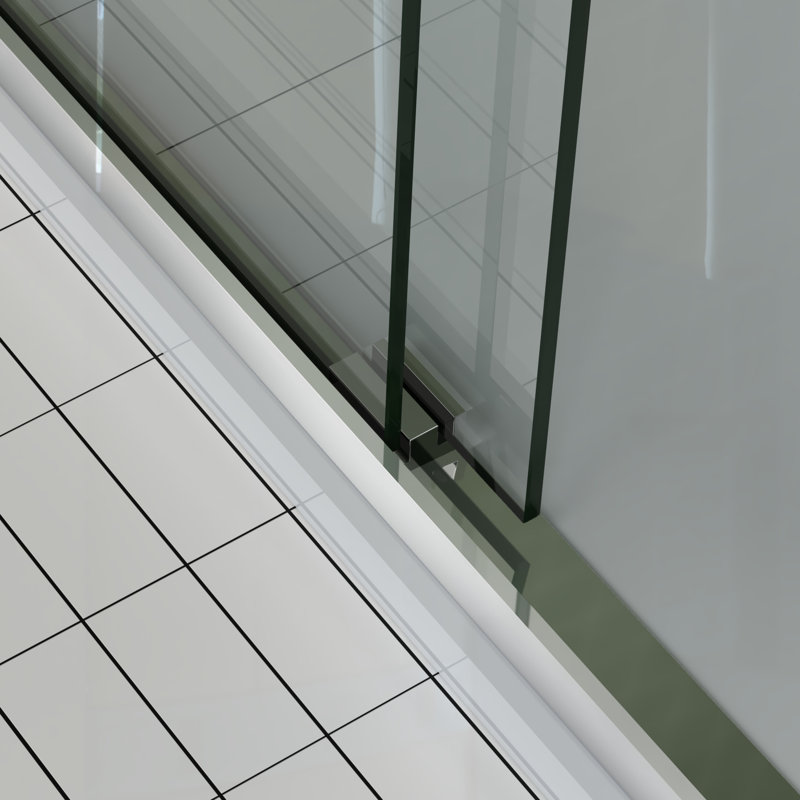 56 - 60" Adjustable Width Finished Sliding Glass Shower Enclosure With 8Mm & Tempered Glass, Double Handle Design, Safe And Worry Environment Hardware Door 5/16"  8Mm  Clear Mute Rollers, Chamfer