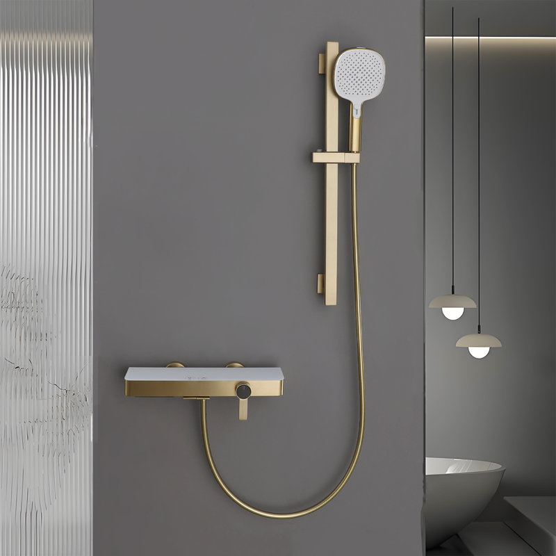 Modern Dual-Function Bath Tap Set,Includes a 3-function Hand Shower,Wall Mounted Rainfall Shower Fixtures with Piano Keys