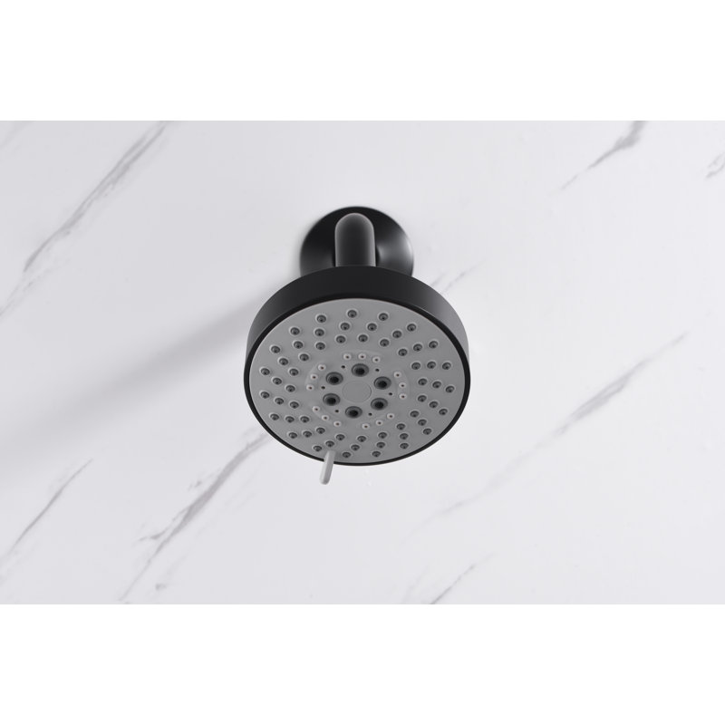 Ardua Collection Shower Trim Only: 4-Function 4" Round Shower Head, Single Handle Set & Rough-in Valve Included - Matte Black