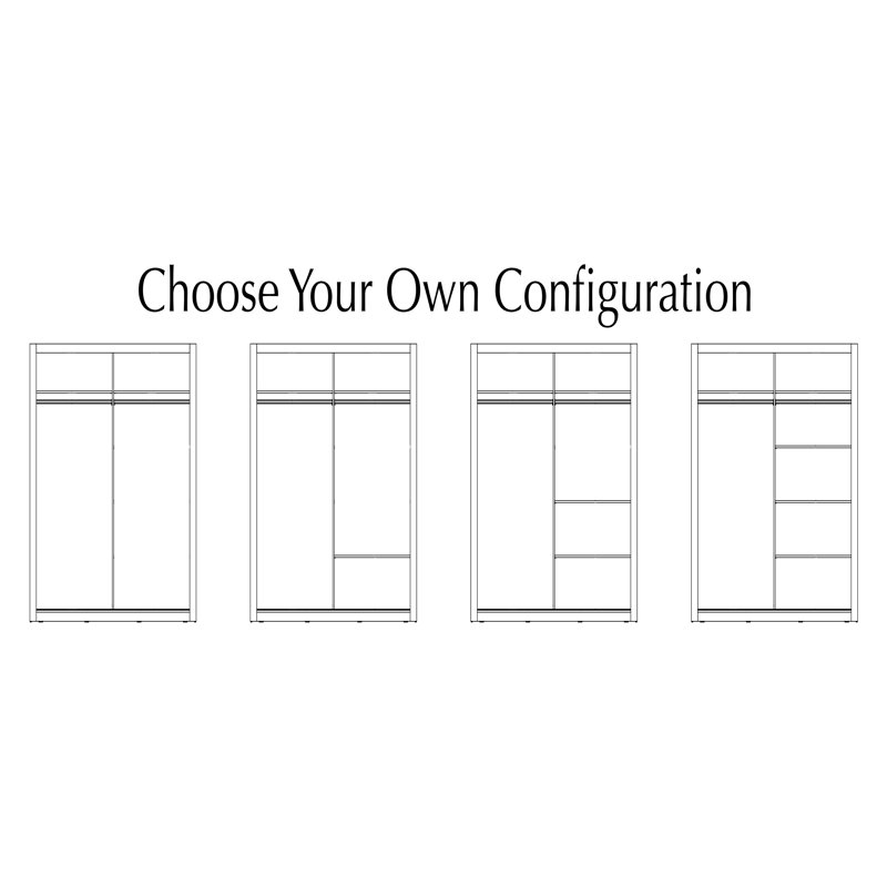 Tourville 2 Door Manufactured Wood Wardrobe, Black, 215cm H x 120cm W x 60cm D