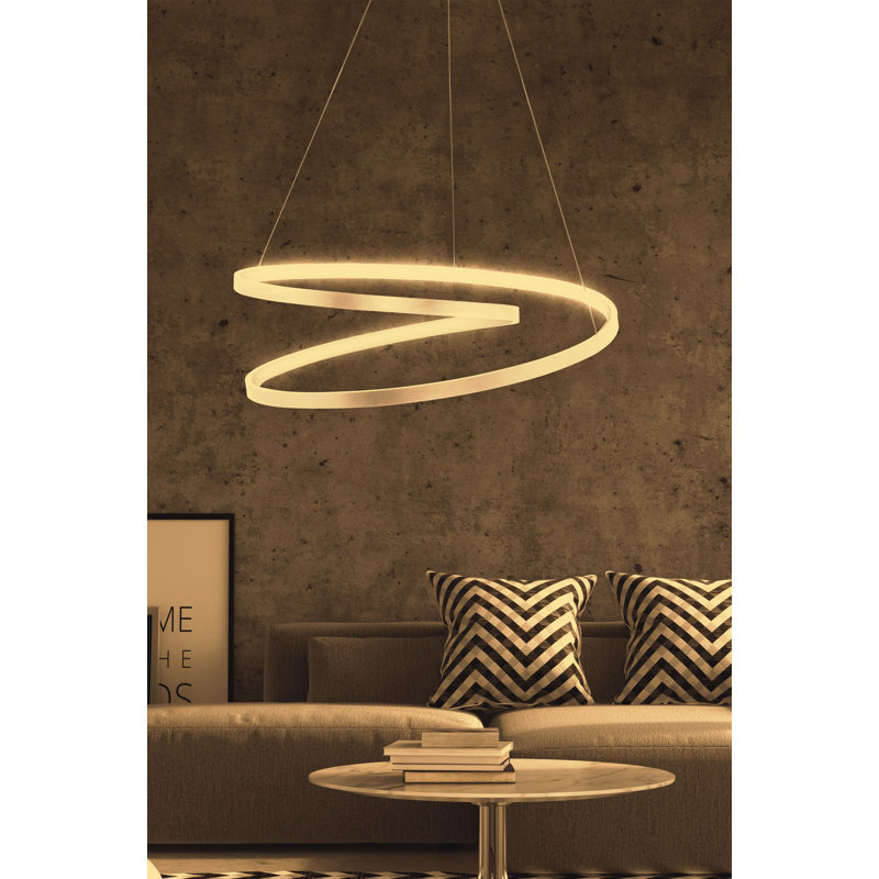 Adjustable LED Chandelier, White Aluminum Body, 17.3 x 17.3 x 5.1 inches | 4000K Yellow Light, 24-36 Watts | Modern Design, Perfect for Dining Room & Living Space, Sleek & Stylish Lighting Solution