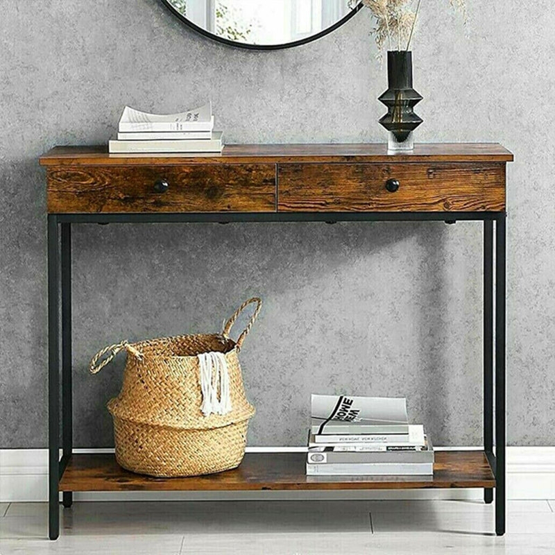 Console rectangulaire en bois massif brun, H 31,5 po x L 47,24 po x l 11,81 po
