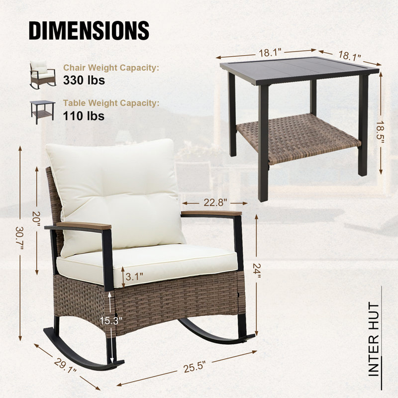 Evica 2 - Person Outdoor Seating Group with Cushions, Beige
