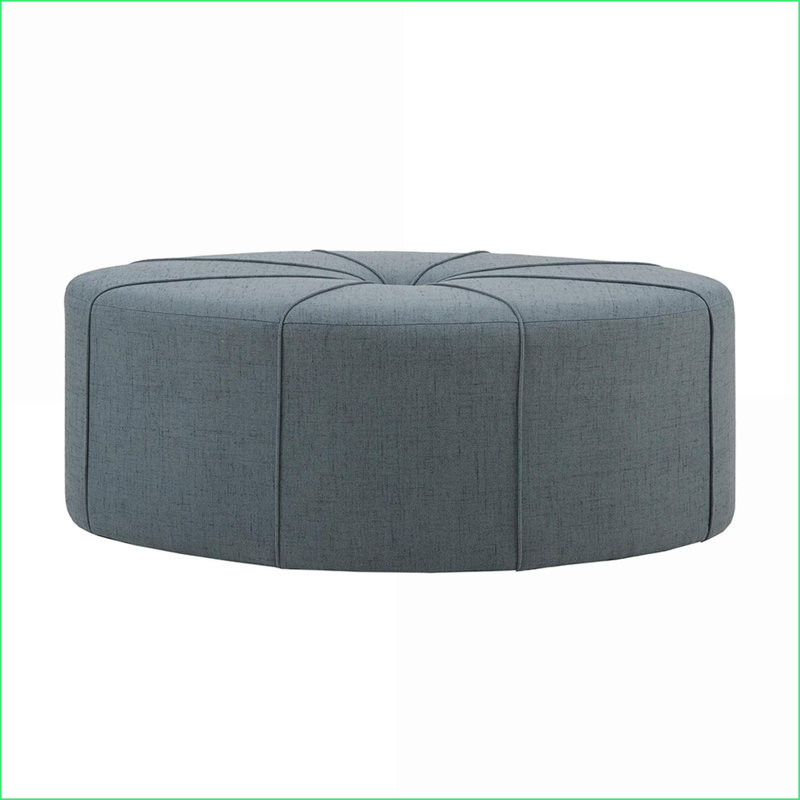 Grand repose-pieds moderne en polyester bleu de 48,5 po avec cadre en bois massif, sans assemblage | Salon