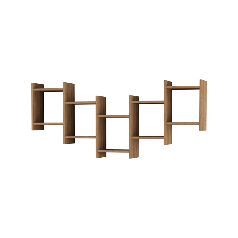 Dillow 10 Piece Floating Shelf Modern Wall-Mounted Storage and Display, Oak