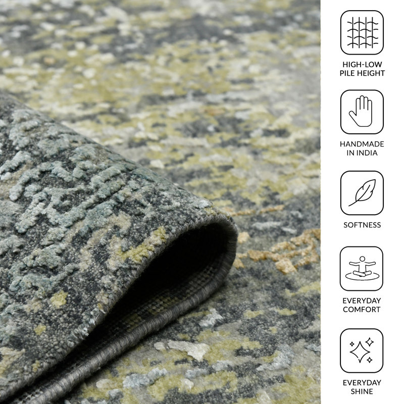 Mystique Abstract Area Rug in Gray, Rectangle 13' x 18'