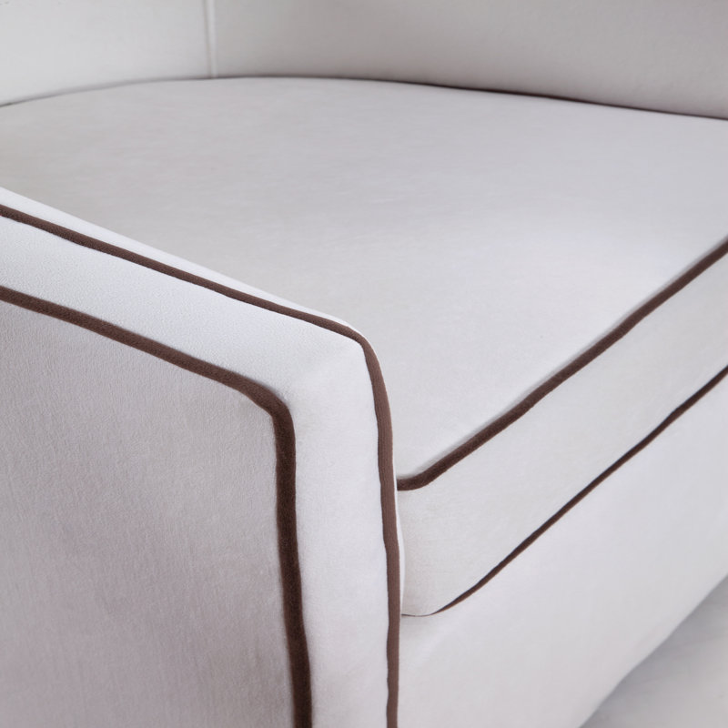 Fauteuil demi-tonneau pivotant de 29,75 cm de large Lengby, Velours crème