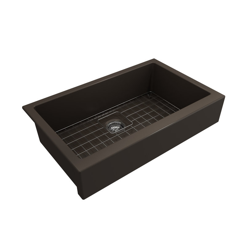 Nuova Pro 34'' L Single Basin Kitchen Sink, Matte Brown