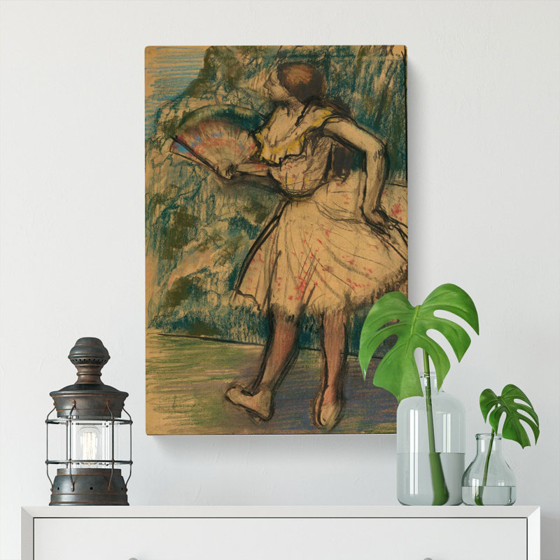 Ballet Ballerina Dancer With A Fan by Edgar Degas - Wrapped Canvas Painting, 60cm H x 40cm W x 3cm D