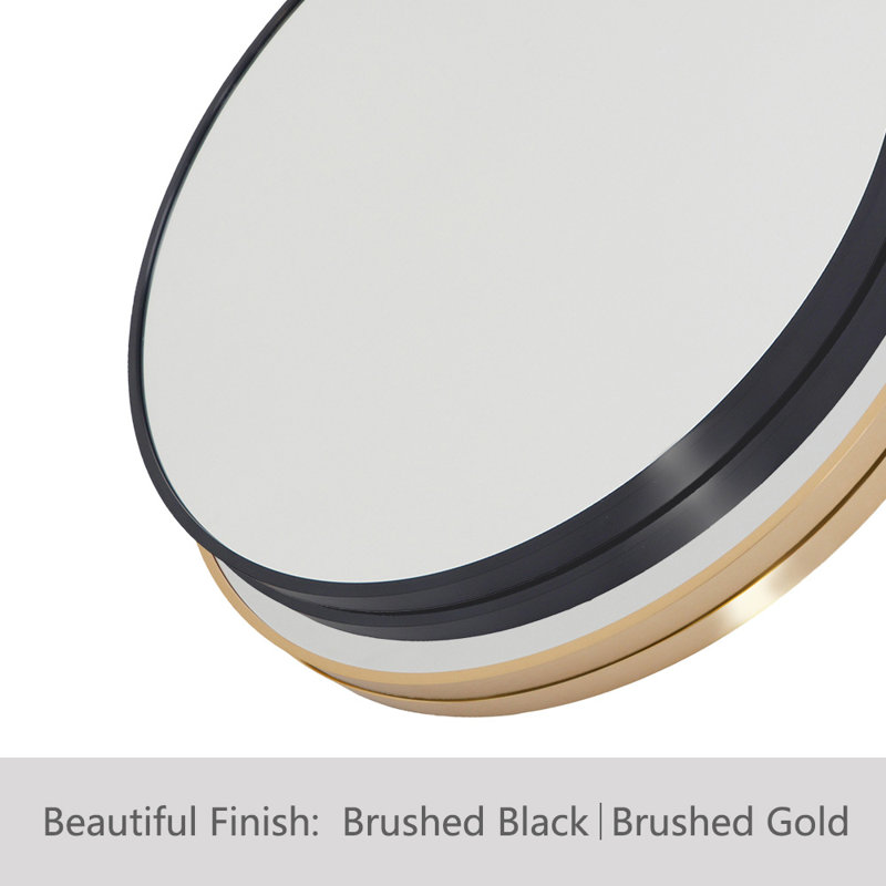 Aluminium Framed Wall Mounted Mirror, Black, 28" x 28"