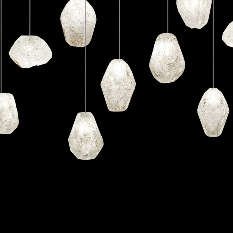 Quartz Elegance 48" Gold LED Rectangular Pendant with Clear Drops