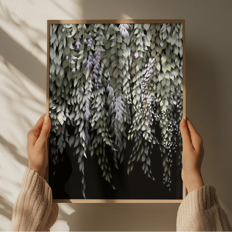 Lush Wisteria Cascades Print by Other Artist, 24 × 36, Black, Framed Print